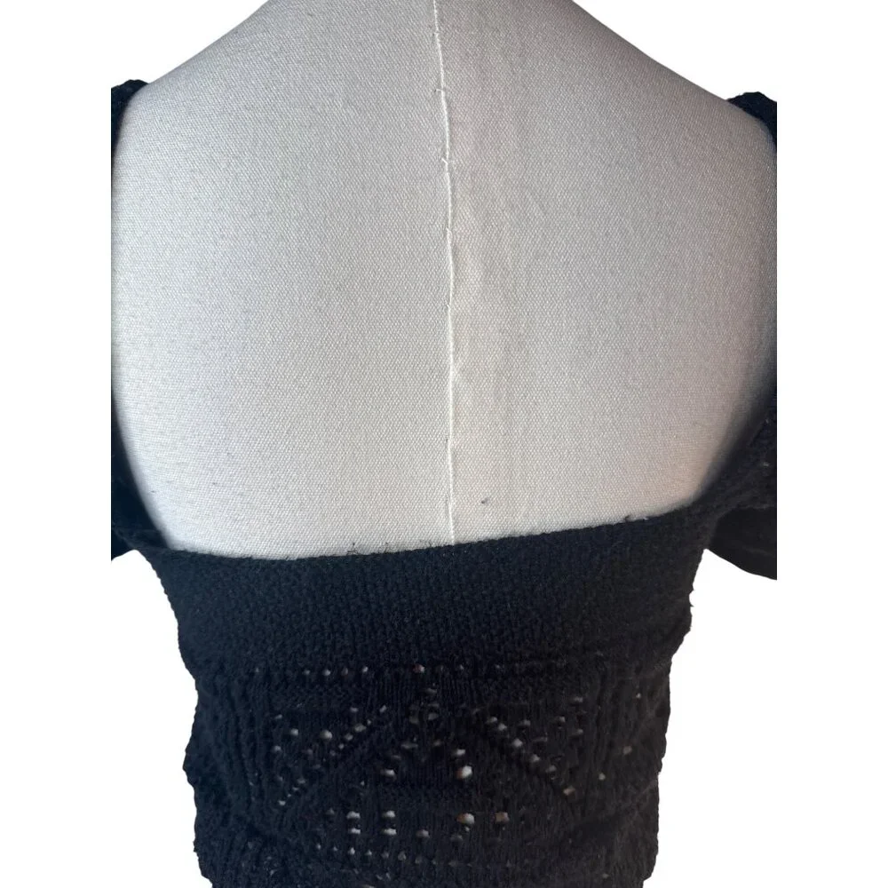 2/$30 ZARA Black Cropped Small Sweater Top Cotton/Polyester